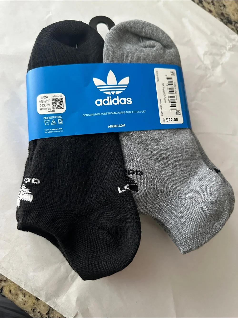 adidas Men’s No-Show Socks 6-Pack – Black & Gray